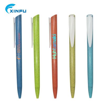 China Eco-friendly Ball Pen Eco-friendly Wheat-straw Recycled Plastic Material Customized Logo Printing Pen for sale