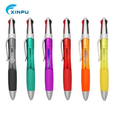 China Fluently Writing Plastic Cheap Ballpoint Pens Multicolor Pen 4 Color Click Function For Student for sale