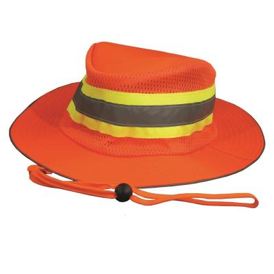 China High Visibility Safety Work Bucket Hat Oxford Pu Coating Hat With Mesh Venting Safety Boonie Hat for sale