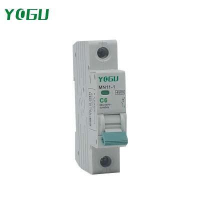 China YOGU MN11-1 1P 1P+N 2P 3P 3P+N 4P AC 230/400V 6KA 1-63A MCB MN11-1 for sale