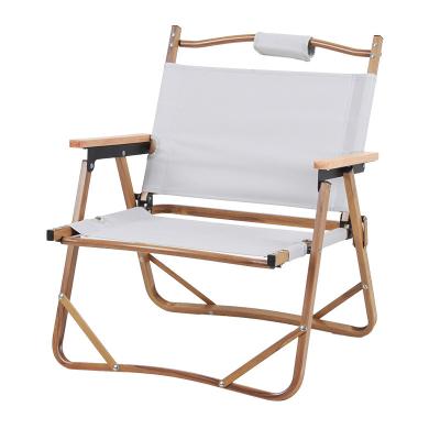 China TOPWIND OEM Furniture Kermit Chair Wood Grain Aluminum Portable Folding Camping Fishing Outdoor Chair for sale