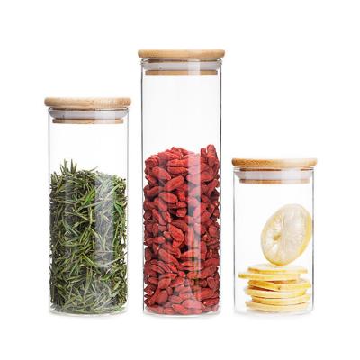 China Airtight Borosilicate Glass Food Storage Container Eco - Friendly With Wooden Lid for sale