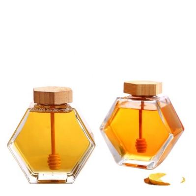 China Wholesale Food Hex Oval Jam Glass Jar With Screw Lid For Honey Jelly Candy For Sale for sale