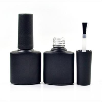 China 7ml 9ml Cosmetic Clear Amber Black Empty Glass UV Gel Nail Polish Bottle With Brush for sale