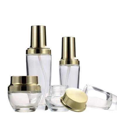 China Personal Care Cosmetics Set Glass Bottle Skin Care Product Packaging Bottle For Lotion Cream Serum Essential Oil for sale