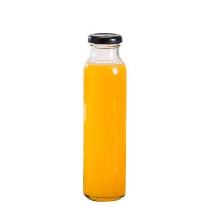 China High Quality French Square Beverage 250ml 350ml 500ml Glass Drink Squeezed Juice Bottles With Aluminum Cap for sale