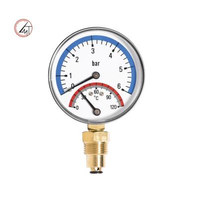 China Industral Factory Sale Brass Connections Thermobarometer Pressure and Temperature Thermo-manometer Gauge Pressure Gauge for sale