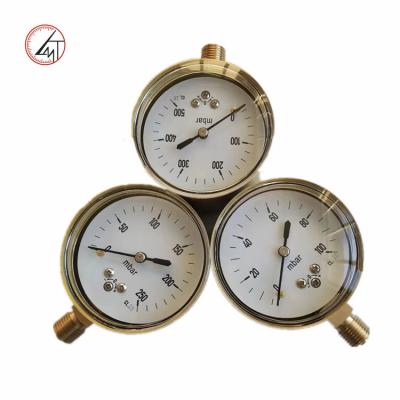 China SS Brass Hydraulic Connection SS Case Liquid Filled Gas Pressure Gauge Manometer for sale