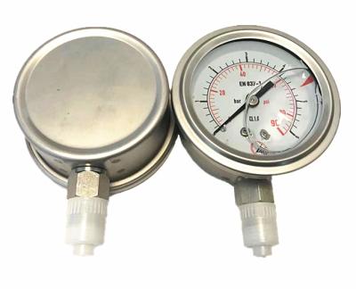 China Best Quality SS Brass Hydraulic Connection SS Case Gas Water Liquid Filled Pressure Gauge for sale