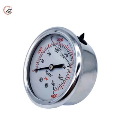 China 2023 Hot Sales Hydraulic SS Brass Connection Case Gas Pressure Gauge Liquid Filled Pressure Gauge for sale