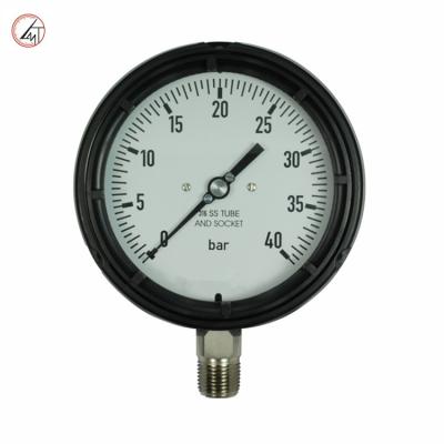 China Steel 0-10Bar 100mm black steel shell brass connection dry manometer pressure gauge for sale