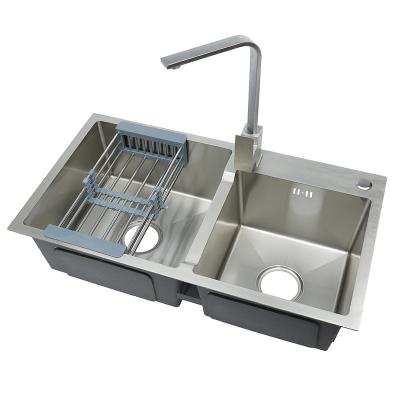 China Without Double Bowl Faucet 7843 Kitchen Prep Bar Nano Basin Sink Handmade Kitchen Sink Drop In for sale