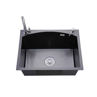 China Without Single Bowl Faucet Black Kitchen Sinks Manufacturer Kitchen Handmade Stainless Steel Drop-In Kitchen Sink for sale