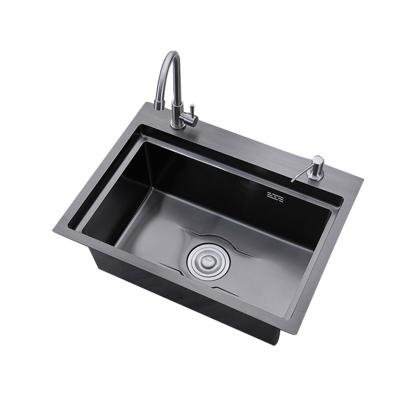 China Without Faucet 16Gauge 304 Handmade Single Bowl Kitchen Sink Stainless Steel Sink 3.0mm for sale