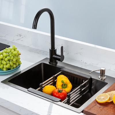 China Without Faucet SD604521 Black Kitchen Sink Bowl Workstation Handmade Single Large Undermount Sink for sale