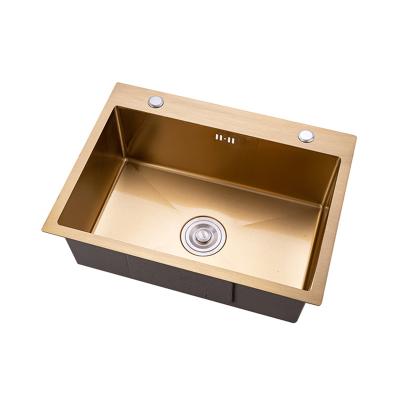 China Without Faucet Rose Gold Handmade Single Bowl Kitchen Sink SD604521 for sale