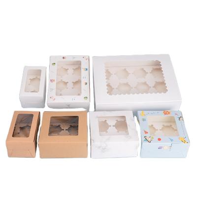 China Recycled Materials Cup Cake Boxes 2 4 6 12 Holes Muffin Cake Marble Design Box for sale