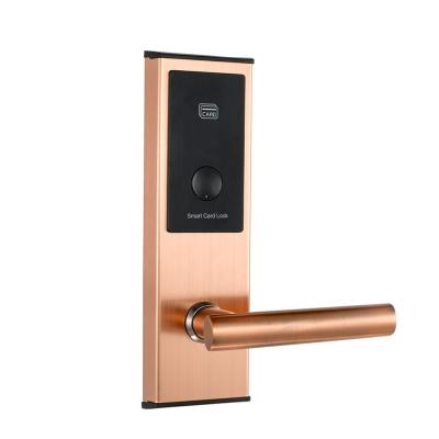 China Fake-Test Lockout Smart Entry Hotel Door Handle Locks Hotel Key Card Electronic Keyless Door Lock for sale