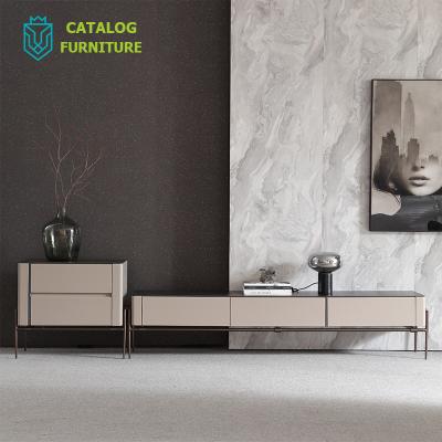 China Fashion new trend simple design sintered stone surface with metal base side cabinet for sale