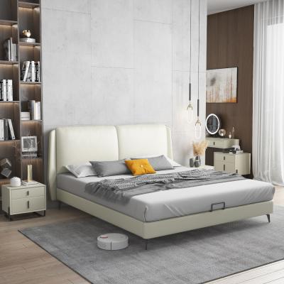 China Leather Bedroom Furniture Queen Size Beds Modern Sofa Bed Elegant Soft Bed With Cabinet for sale