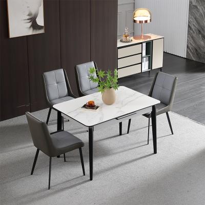 China (Size) America MDF Adjustable Top Hot Sale Modern Durable Material Dining Table Set With 4 Chairs for sale