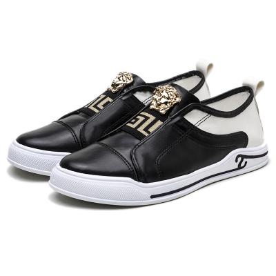 China Fashion Trend Wholesale Luxury Leather Sneakers Breathable Flat Men's Casual Shoes for sale