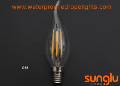 China Pure White C35 LED Filament Light Bulbs Clear Glass Body Tailed Shape Candle LED Lighting for sale