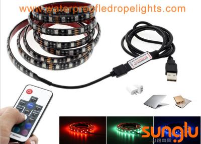 China USB Powered 5V RGB Black Flexible LED Strip Lights for TV Back Lighting , Desk , Trucks for sale