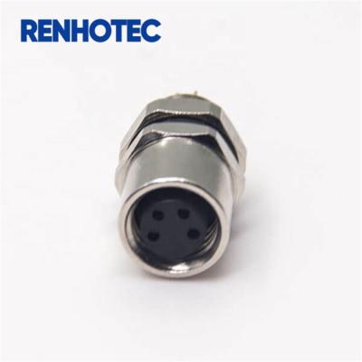 China 180 Degree Automotive M8 Female Straight 4 Pin Rear Panel Mount Connector for sale