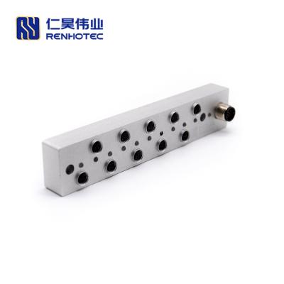 China Automotive Distribution Box M8 10 Way Straight 3 Pin Female To M12 12 Pin Male 2A 24V With Connector IP67 Waterproof for sale