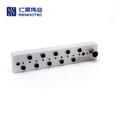 China RENHOTEC M8 Power Distribution Solder Type Port Code 3 Pin Female Distribution Block IP67 10 A for sale