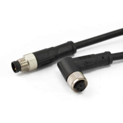 China Automotive Custom Overmold Cable Right Angle Female To Straight Male 3 Pin M8 Cable for sale