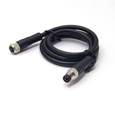 China Black molded PVC M8 A automotive/automation/industry/LED etc. Coded 4 Pin Male To Female Connector M8 Cable Connector Straight Waterproof for sale