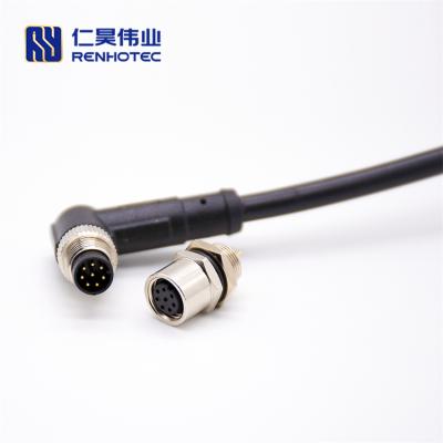 China Solder Type M8 8 Pin Connector Cable Angle Female for Fc with Wire for sale