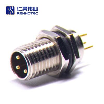 China Front Mount / Rear Mount M8 3pin Male Female Connector 3pin Solder Binding for sale