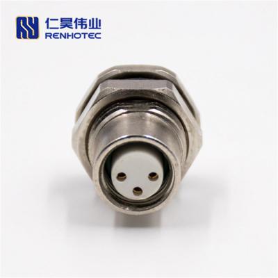 China Front Mount/Rear Mount Socket M8 3 Pin Connector Panel Metal Female for sale