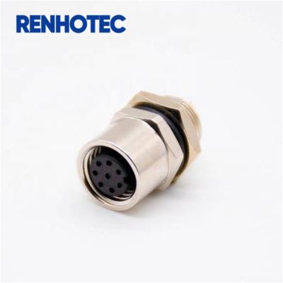 China Automotion Straight 8 Pin Female Solder Type M8 Connector Rear Panel Mount for sale