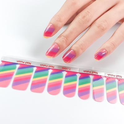 China Easy To Apply Self Adhesive Nail Polish Strips Rainbow Nail Wraps Private Label for sale