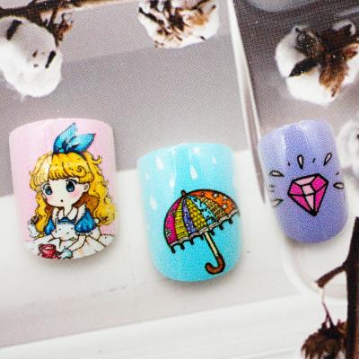 China Chip Proof and Natural Feeling Floral Press on Cute and Healthy Nail Kitten Rabbit Anime Artificial Nails for Kids for sale