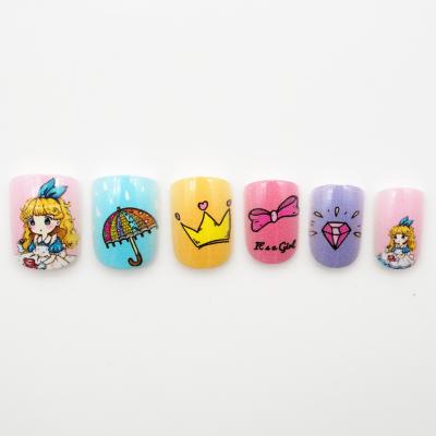 China Salon Effect Shorts Full Coverage Press On Nails For Kids Super Cute Fake Nails for sale