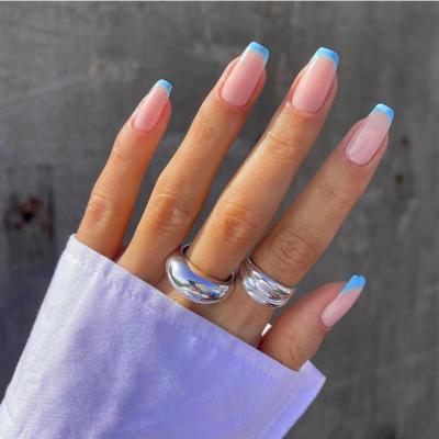 China Perfect Size Fitting& Comfortable To Use Nude White French Coffin Fake Nails Long Medium Press On Nail Fake Nail Easy To Apply&Remove for sale