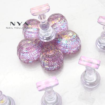 China Popular Eco-friendly And Durable Crystal Flower Style Magnetic Nail Tip Holder Acrylic Holder For Nail Art Salon DIY And Practice Manicure for sale