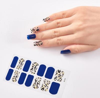 China Easy To Apply Beautiful Design High Quality Adhesive Blue Nail Strips Glitter Nail Polish Wraps for sale