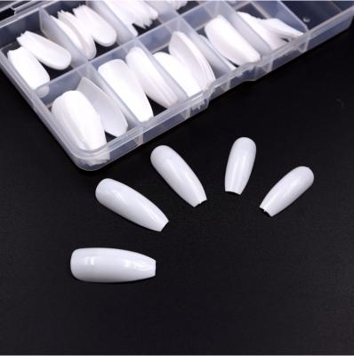 China Chip Proof And Natural Feeling Coffin False Acrylic Nails 100PCS Clear Short Nail Tip Coffin Shape Acrylic Ballerina Full Cover Nails Tip for sale