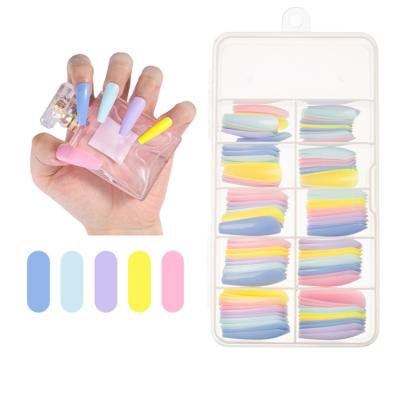 China Perfect Size Fitting& Comfortable To Wear 100pcs/box Full Coverage Yellow Nail Tips Clear/Natural Fake Coffin Nails Art Tips for sale