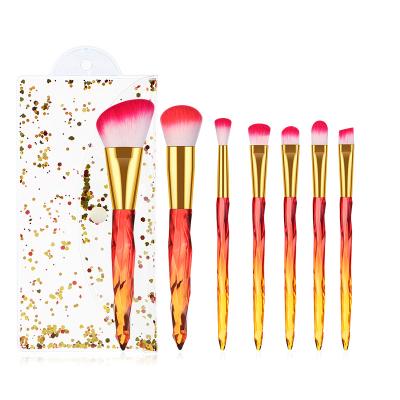 China Angular Blush Unicorn Crystal Sparkles 7pcs Makeup Set Brush Foundation Powder Brush Blush Eye Cosmetic Set Brush for sale