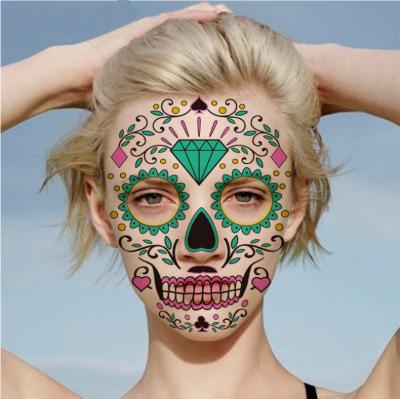 China Temporary Halloween Party Face Make Up Colorful Mask Tattoo Sticker for sale