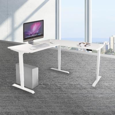 China (Size) L Shape Adjustable Electric Height Adjustable Sit Stand Desk Frame For Office Executive Office Furniture for sale