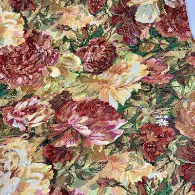 China Abrasion-Resistant 2021 New French oil painting large flower clothing pillow bag high precision yarn-dyed jacquard fabric for sale