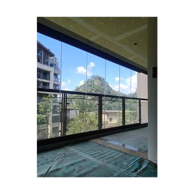 China Waterproof Interior Glass Partition Wall For Office Sliding Accordion Frameless Folding Door for sale